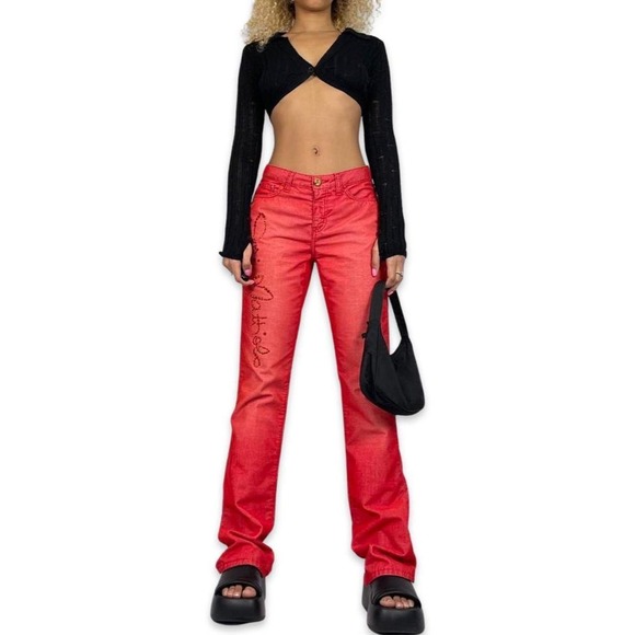 Vintage Flare Leg Jeans Mid Rise 2000s Grunge Made in Italy (XS-S) - Picture 4 of 4